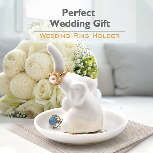 PUDDING CABIN Elephant Gifts for Women Wedding Ring Holder Ring Dish Christmas Gifts for Women Mom Girls Aunt Sisters Engagement Bridal Shower Xma...