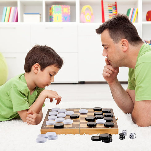 30 Pieces Backgammon Pieces Checkers 1.25 Inch Replacement Checkers Board Game Pieces Playing Game Chips with 5 Dice and Drawstring Storage Pouch ...