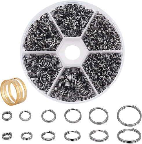 PH PandaHall 920 Pcs 4/5/6/7/8/10mm Iron Split Rings Double Loop Jump Ring Diameter for Jewelry Making Gunmetal...