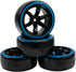 1/10 RC Drift Car Tires Hard Plastic Tyre & 12mm Hex Hub Wheel Rims 6 Spoke Compatible with Traxxas HSP Tamiya Kyosho HPI Redcat Racing MST 1/10 O...