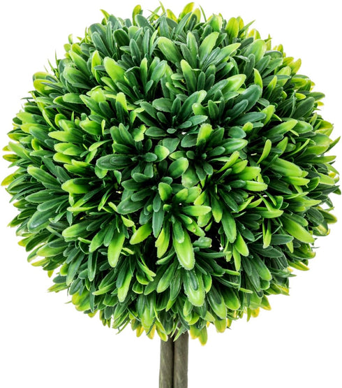 MyGift 15 Inch Artificial Boxwood Topiary Tree - 2 Pack Potted Faux Plant Balls in Gray Pulp Planter, Tabletop Home Décor...