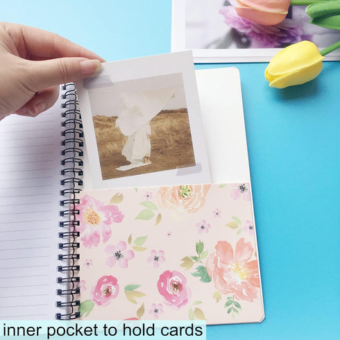 Spiral Notebooks, Cute Journals for Women, 4 Pack College Ruled Hardcover Notepad for Work, B6 Size, Small 5 × 7 Flower Journal Office Supplies...