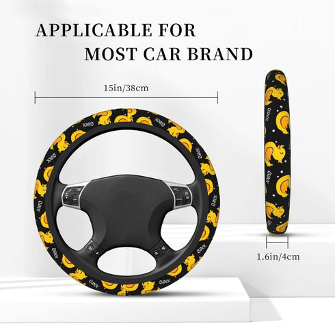 Cartoon Duck and Stars Steering Wheel Cover Non-Slip Auto Steering Wheel Protector Car Accessories Universal Fit 15 Inches for Men Women...