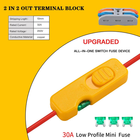Upgraded 20V Battery Adapter for Dewalt 20V Battery Adapter All-in-one Design of The Fuse and Switch Power Tool Battery Converter Kit 14 Gauge wit...