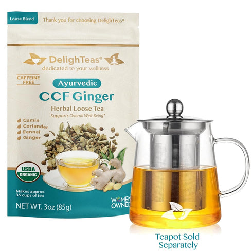 DelighTeas Organic Digest & Detox CCF Tea with Ginger | Ayurvedic Cumin, Coriander, Fennel, Ginger Loose Leaf Tea for Digestion | USDA Organic, No...