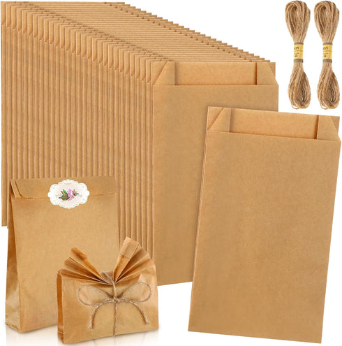 Fulmoon Soap Paper Bags, 5'' x 8'' Kraft Paper Bags for Packaging Soap Wrappers with 394 Inch Jute Ropes for Soap Making Candy Lipstick Gift Craft...