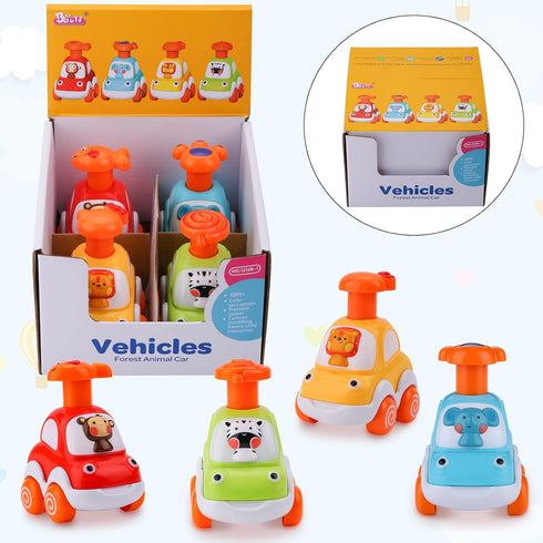 Animal Car Toys, 4 Pack Press and Go Toddler Toy Cars, Inertia Toy Cars for Toddlers 1-3, Baby Toys for 18+ Months Year Old Boy Girl's Birthday Gi...
