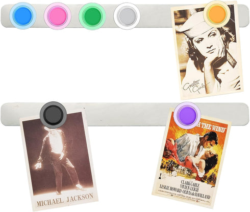 Magnetic Board Frameless Stainless Iron Strips, Magnetic Strips with Adhesive Backing Magnet Board Magnetic Bulletin Bar Board Memo Board with 7 P...