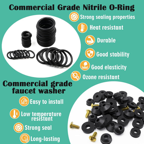 28 Size 560 Pcs Faucet Rubber Washers Kit and SAE O Ring Assortment Set for Assorted Plumbing Faucet Sealing Repair...