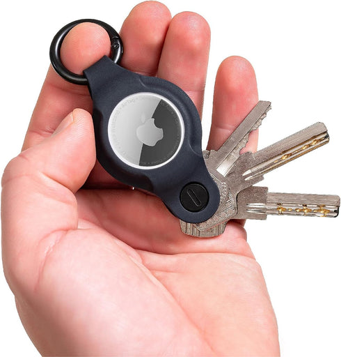 KeySmart AirTag Holder - Compact Key Organizer and Keychain for Apple AirTag - Silicone Case Attaches to Keys and Car Fobs - Black...