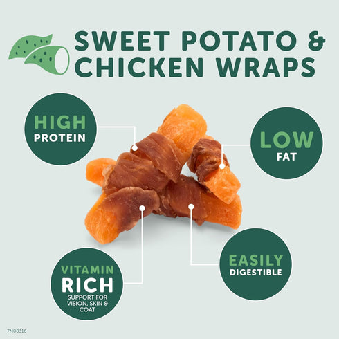 Chicken Wrapped Sweet Potato Dog Treats, 3.5oz...