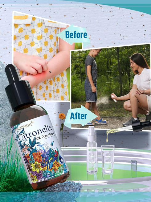 30+30ml Travel Size Pure Citronella Jojoba Essential Oil Set Natural Aromatherapy Spray for Indoor Outdoor Use Fragrance Home Diffuser Soap Making...