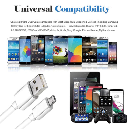 10FT Long Android Charger Cable Fast Charge,USB to Micro USB Cable White,Micro USB 2.0 Cable USB Micro Cable for Samsung Charger Cord Tablet Galax...