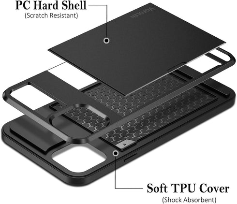 Vofolen Compatible with iPhone 12 Case 5G Wallet Cover Credit Card Holder Slot Sliding Back Pocket Anti-Scratch Dual Layer Protective Compatible w...