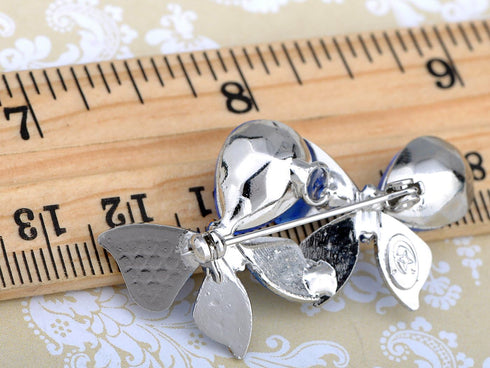 Alilang Silvery Tone Sapphire Blue Colored Crystal Rhinestones Ombre Butterfly Brooch Pin...