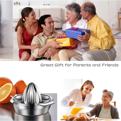 Citrus Lemon Orange Grapefruit Juicer Manual Squeezer 304 Stainless Steel Robust Hand Juicer Reamer Rotation Press with Strainer?10oz Bowl, 2 Pour...