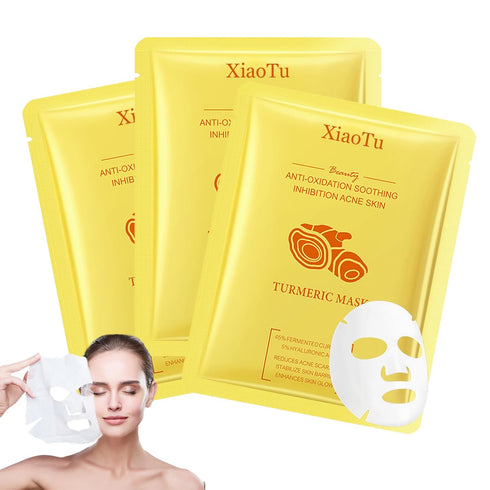3PCS Turmeric Face Mask Skin Care,Hydrating Facial Sheet Mask,Moisturizing Face Sheet Masks Skincare,Women & Men...
