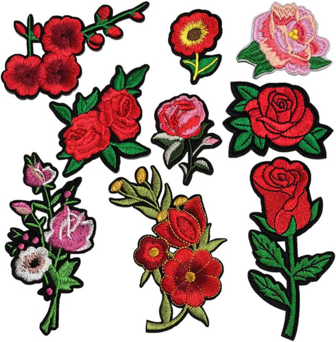 Qingxi Charm 24pcs Assorted Flowers Sewing on/Iron on Embroidered Patches Clothes Dress Hat Pants Shoes Curtain Bag Wallet Sewing Decorating DIY C...