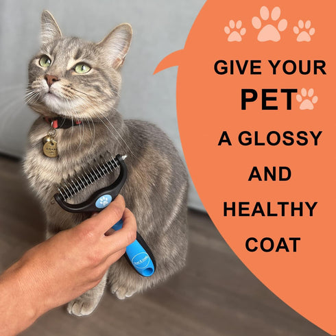 2 in 1 Pet Hair Dematting Tool, Tough Mats and Tangles, Undercoat Rake Comb, Dogs, Cats, Rabbits, Hairy Pets, Holiday Gift, Professional Grooming ...
