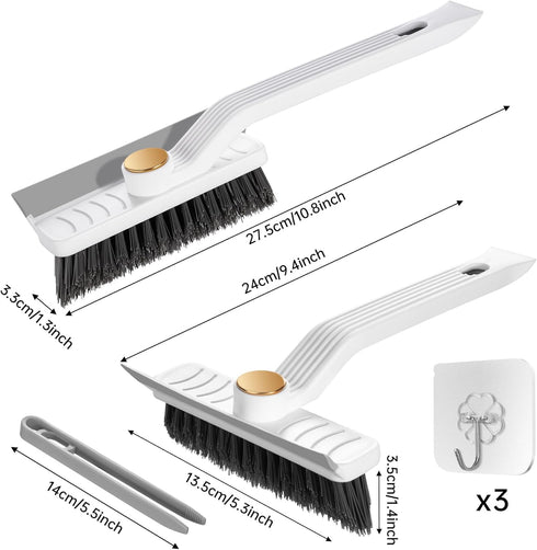 NiHome Multifunctional Rotating Crevice Cleaning Brush for Bathroom, Gap Cleaning Brushes w/Silicone Squeegee for Window, Flexible Bristles for Ba...