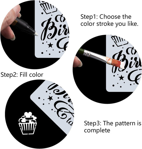 GORGECRAFT 12"X12" Happy Birthday to You Stencil Cupcake Templates Reusable Plastic Drawing Painting Stencils Template for Painting on Card Wall F...