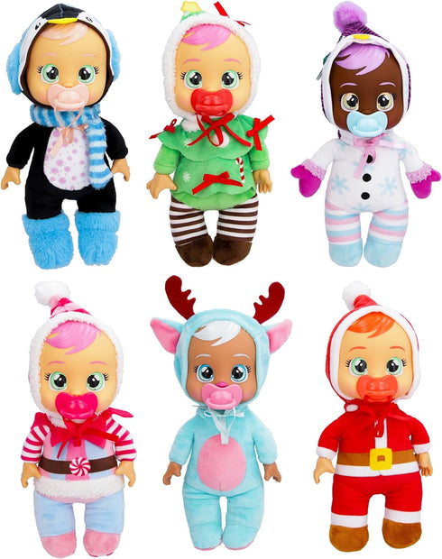 Cry Babies Tiny Cuddles Christmas Noelle - 9" Baby Dolls, Cries Real Tears, Red and Green Christmas Tree Themed Pajamas...