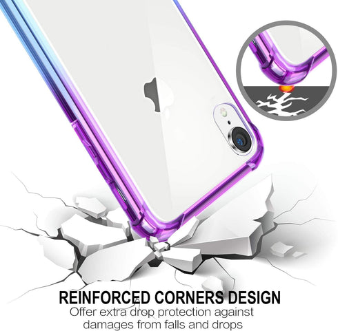 SALAWAT iPhone Xr Case, Clear Slim Anti Scratch Protective Cover with Reinforced Corners - TPU Bumper Shockproof - Blue Purple...