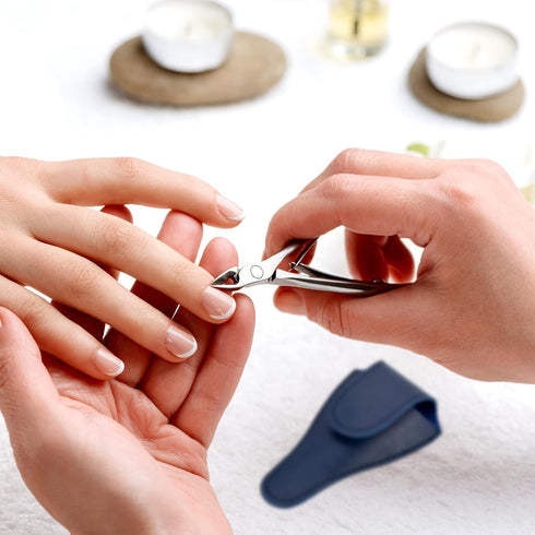 PATIKIL 4.5"x2.6" Embroidery Scissors Sheath, 2 Pack PU Leather Nail Cuticle Scissor Cover Small Pointed Nippers Scissors Protective Case, Dark Bl...