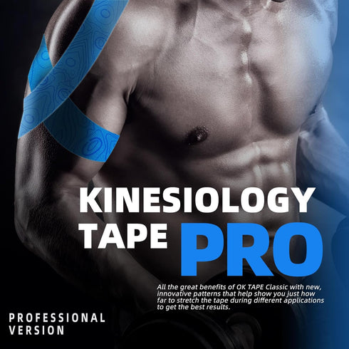OK TAPE Uncut Kinesiology Tape Roll, Pro Adhesive & Water-Resistant k Tape, for Pain Relief, Muscle Support, Versatile Kinetic Tape, 2" x 16.4'-Bl...