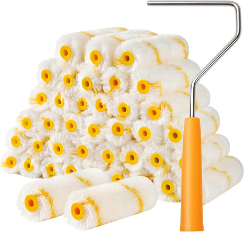 Mister Rui Paint Roller Covers, 4 Inch Paint Roller (1/2" Nap), 40 Pack, Small Paint Roller Covers, Mini Paint Rollers for House Painting, with a ...