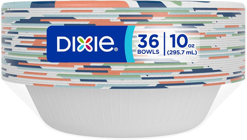 Dixie Small Paper Bowls, 10 Oz, 36 Count (Pack of 8), Microwave-Safe, Soak-Proof, Disposable Bowls Great For Snacks, Dessert, And Light Lunch Meal...