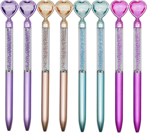 Maydahui 20PCS Heart Shaped Ballpoint Pens Retractable Bling Rhinestones Pen Colorful Crystal Quicksand Pens Black Ink for Valentine's Day School ...