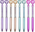Maydahui 20PCS Heart Shaped Ballpoint Pens Retractable Bling Rhinestones Pen Colorful Crystal Quicksand Pens Black Ink for Valentine's Day School ...