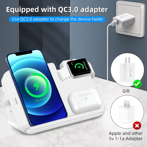3 in 1 Wireless Charger,Mitywah Qi Standard Fast Wireless Charging Station Stand Dock for Phone 13/13 Pro/ 13 Pro Max/12//12 Pro Max/11/XR/8,Apple...
