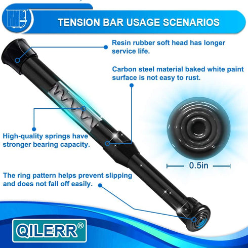 Tension Rods 28 to 48 Inches 6 Pack Adjustable Extension Black Spring Loaded Curtain Tension Rod for Windows, Closet, Cupboard, Kitchen, Bathroom,...