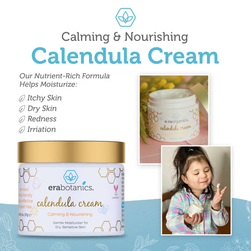 Era Organics Baby Moisturizing Cream - Soothing and Nourishing Calendula Cream with Cocoa Butter, Rosemary and More - Baby Face Cream and Baby Moi...