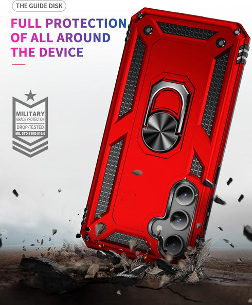 Phone Case for Samsung Galaxy S23 FE 5G Case with Ring Stand Magnetic Kickstand Cases Cover for Samsung Galaxy S23 S 23 FE S23FE 23FE Red...