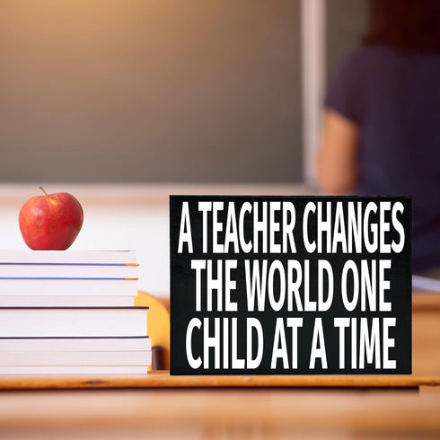 JennyGems A Teacher Changes World One Child at Time Wood Sign, Inspirational Teacher Gift, Classroom Decor, Gift for Teacher Appreciation...