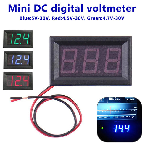 2-Pack Two Wires Mini LED Digital Voltmeter Voltage Meter DC 4.5V to 30V Voltage Panel Meter for 6V 12V Electromobile Motorcycle Car Red...