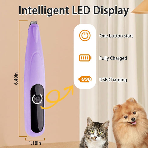 Dog Paw Trimmer with LED Light?Cordless Rechargeable Dog Clippers?Low Noise Dog and Cat Clippers?Pet Grooming Clippers Hair Trimmer...