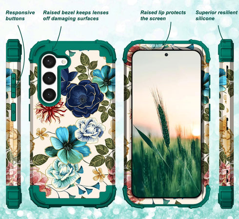 Hocase for Galaxy S24 Case, Shockproof Heavy Duty Protection Soft Silicone Rubber Bumper+Hard Plastic Hybrid Protective Case for Samsung Galaxy S2...