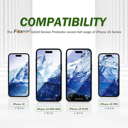 Flexklearglass® Unbreakable Hybrid Glass Screen Protector for iPhone 15 Plus, 9H Hardness as Tempered Glass with Auto Installation Kit, Ultra HD C...