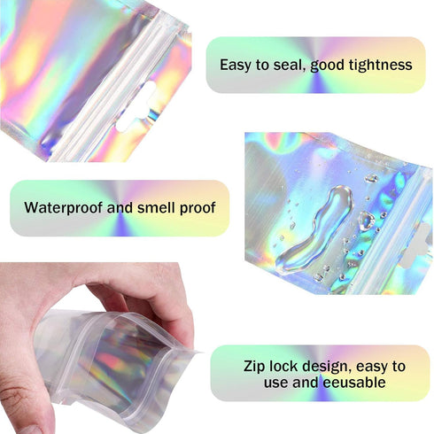 100 Pcs Resealable Ziplock Food Storage Bags, Water Proof Bag with Clear Window, Packaging Pouch for Coffee Beans Candy Sample Food (Silver, 4 X 6...