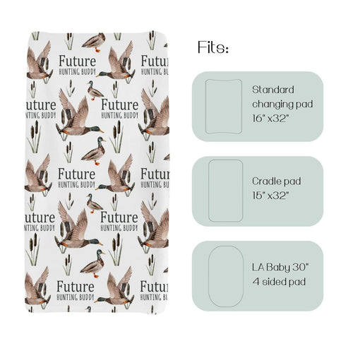 Future Duck Hunting Buddy Changing Pad Cover for Baby Boy, Wild Mallard Hunter Diaper Change Table Covers, Soft Stretchy Breathable Safe Snug Fitt...