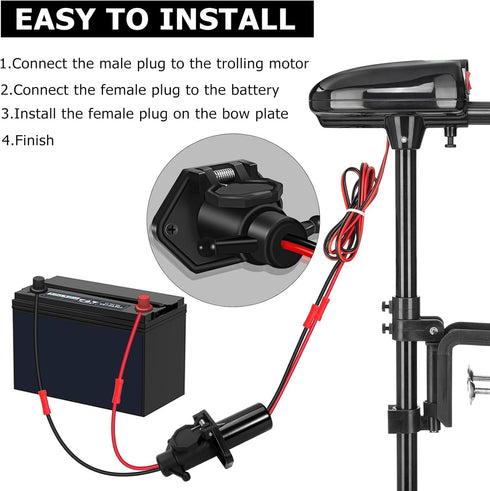 12V 8 Gauge 2 Wires Trolling Motor Plugs and Receptacle Kit Compatible with Minn Kota Marine Boat, Male and Female Trolling Motor Connector Quick ...