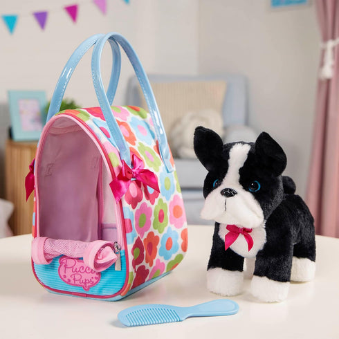 – Toy Dog – Plush Puppy – Dog Carrier – Toy Boston Terrier – 3 Years + – Floral Print Glam Bag & Boston Terrier Pup...