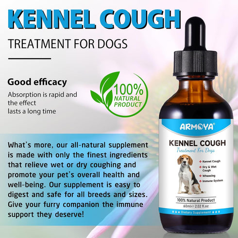Dog Cough Treatmen - Kennel Cough for Dogs - Dog Allergy Relief - Natural Cough Supplement for Dogs - Herbal Drops for All Breeds & Sizes Natural ...