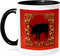 3dRose Zodiac Pig Chinese New Year Red, Gold Two Tone Mug, 11 oz, Black/White...