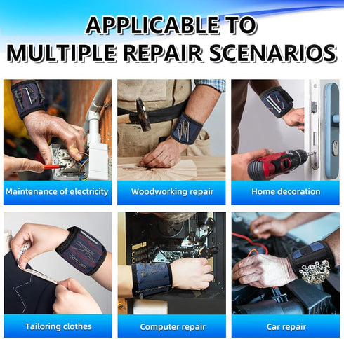5 rows of 15 powerful magnet tool accessories, magnetic wristband for tools, Holding Screws Wrist Magnet Tool gift for men, adsorbing screws, nail...