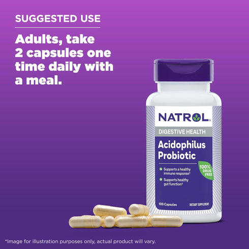 Natrol Acidophilus Probiotic 100mg Capsules, 100 Count...